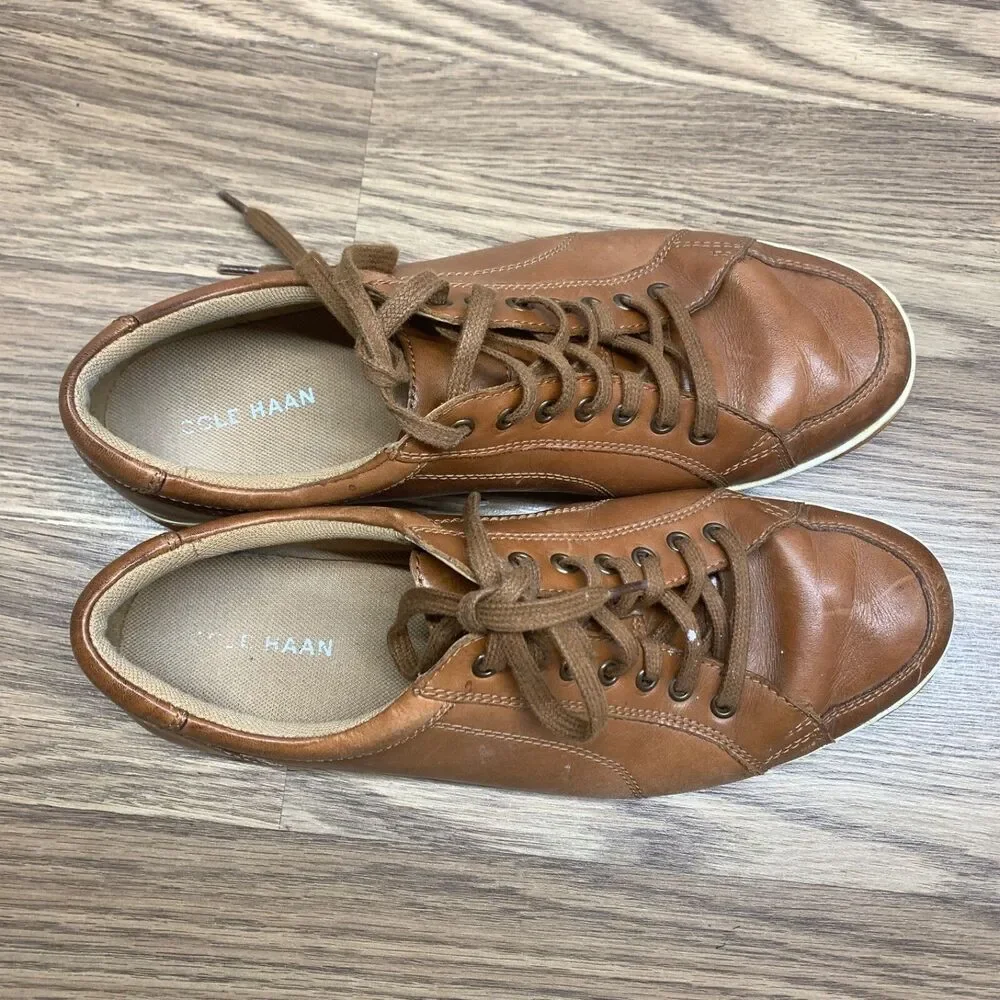 COLE HAAN M's Berkley tan leather‎ oxfords sneakers shoes 9.5 M Lace Up